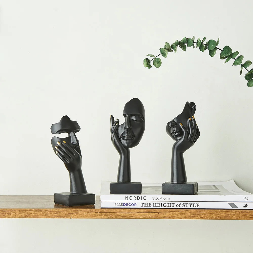 Nordic Whispers: Abstract Resin Faces - Artful Desktop Ornaments for Home and Office