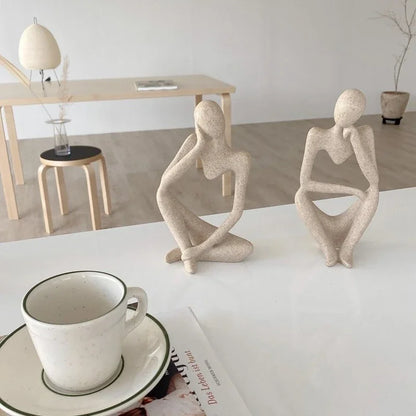 Zen Thinker: Sand-Toned Abstract Yoga Figurine for Serene Nordic Decor