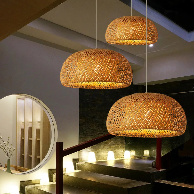 ZenGlow: Classical Bamboo Handwoven Chandelier for Serene Home Ambiance