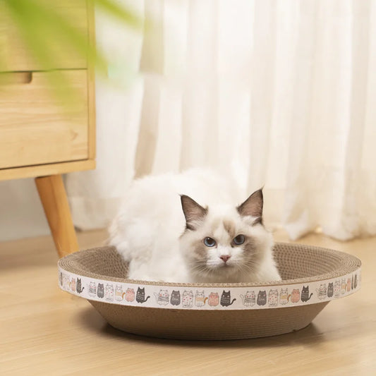 ClawCraft Curve: Cama rascadora para gatos corrugada resistente al desgaste y oasis para moler garras