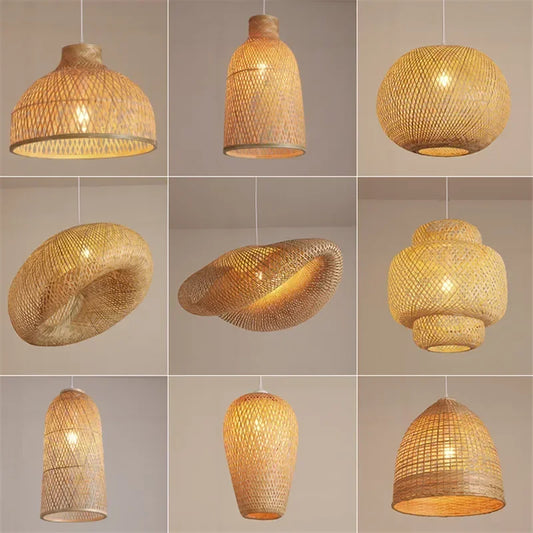 Bamboo Breeze: Hand-Woven Rattan Pendant Lamp for Artistic Indoor Illumination
