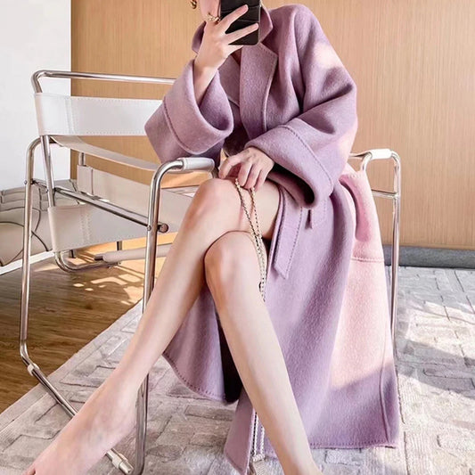 Chic Seasons: Abrigo de cachemir para mujer de primavera: elegancia 100 % lana en formato holgado 