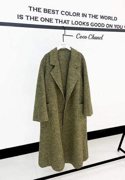 Chic Seasons: Spring Women's Cashmere Coat - 100% Wool Elegance in a Loose
