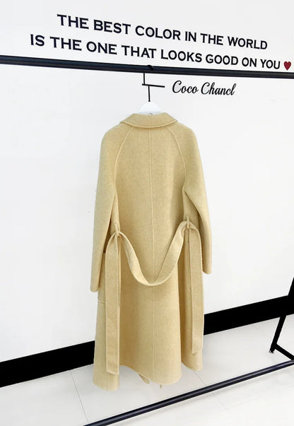 Chic Seasons: Spring Women's Cashmere Coat - 100% Wool Elegance in a Loose