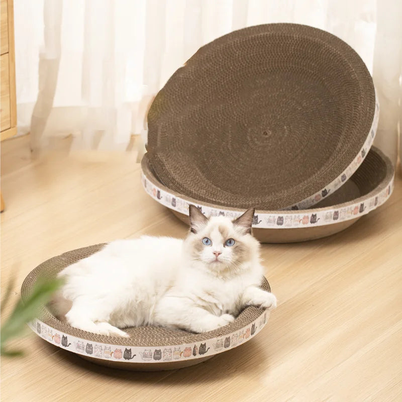 ClawCraft Curve: Wear-Resistant Corrugated Cat Scratcher Bed & Claw-Grinding Oasis