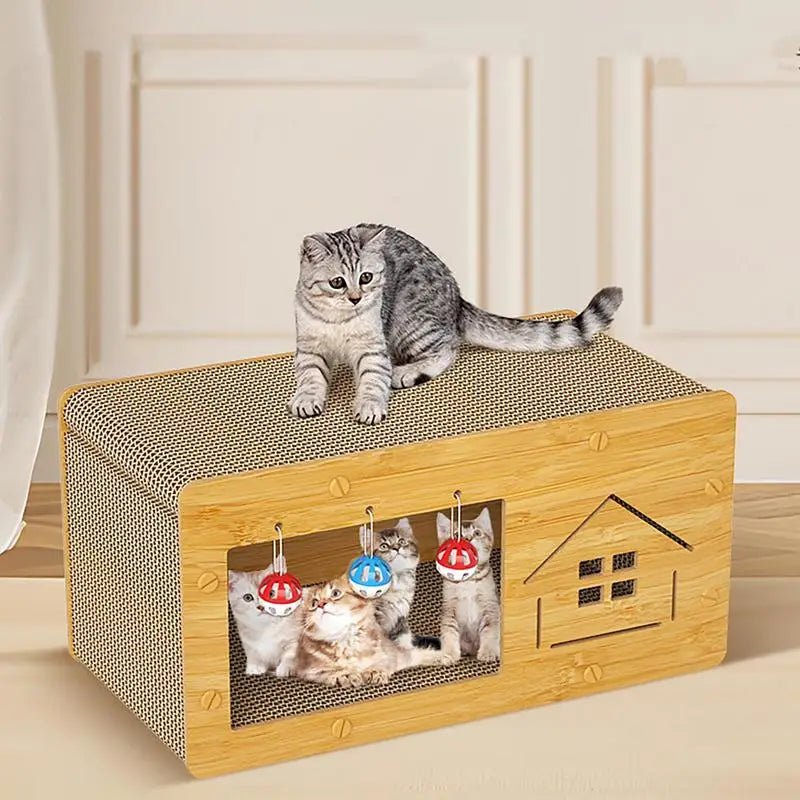 PurrLounge Plus: Heavy-Duty Cardboard Cat Scratcher and Spacious Lounge Bed