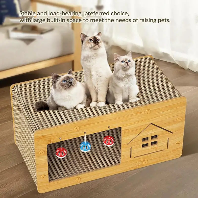 PurrLounge Plus: Heavy-Duty Cardboard Cat Scratcher and Spacious Lounge Bed