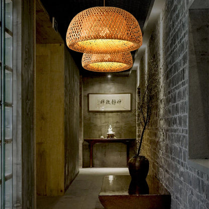 ZenGlow: Classical Bamboo Handwoven Chandelier for Serene Home Ambiance